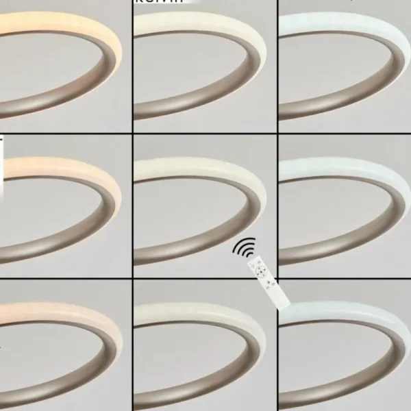 hofstein Plafonnier Olok LED Nickel mat, 1 lumière, Télécommandes* Lampes Modernes