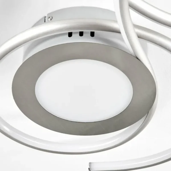 hofstein Plafonnier Olok LED Nickel mat, 1 lumière, Télécommandes* Lampes Modernes