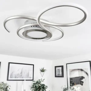 hofstein Plafonnier Olok LED Nickel mat, 1 lumière, Télécommandes* Lampes Modernes