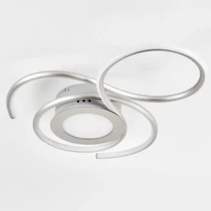 hofstein Plafonnier Olok LED Nickel mat, 1 lumière, Télécommandes* Lampes Modernes