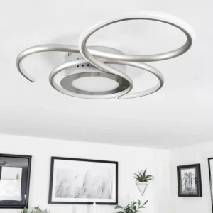 hofstein Plafonnier Olok LED Nickel mat, 1 lumière, Télécommandes* Lampes Modernes
