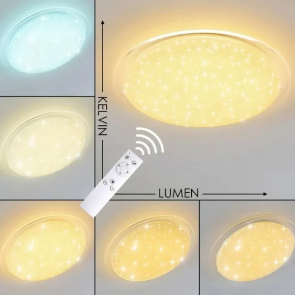 hofstein Plafonnier Oranki LED Blanc, 1 lumière, Télécommandes* Lampes Modernes
