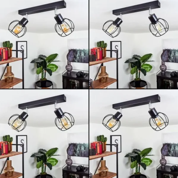 hofstein Plafonnier Orkanger Chrome, Noir, 2 lumières* Lampes Modernes