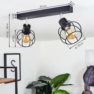 hofstein Plafonnier Orkanger Chrome, Noir, 2 lumières* Lampes Modernes