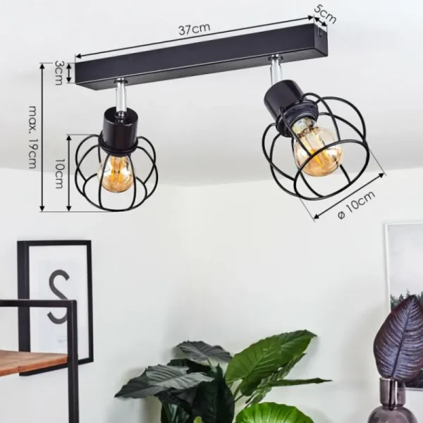 hofstein Plafonnier Orkanger Chrome, Noir, 2 lumières* Lampes Modernes