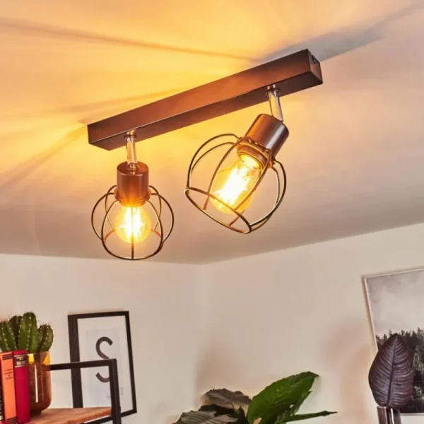 hofstein Plafonnier Orkanger Chrome, Noir, 2 lumières* Lampes Modernes