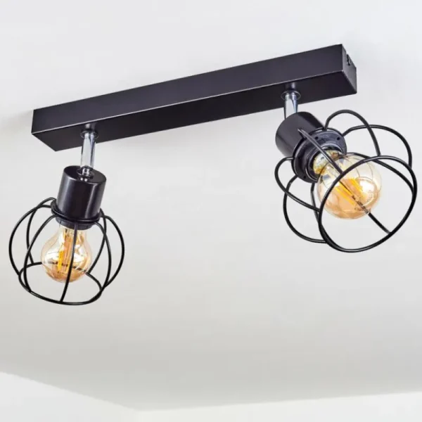 hofstein Plafonnier Orkanger Chrome, Noir, 2 lumières* Lampes Modernes