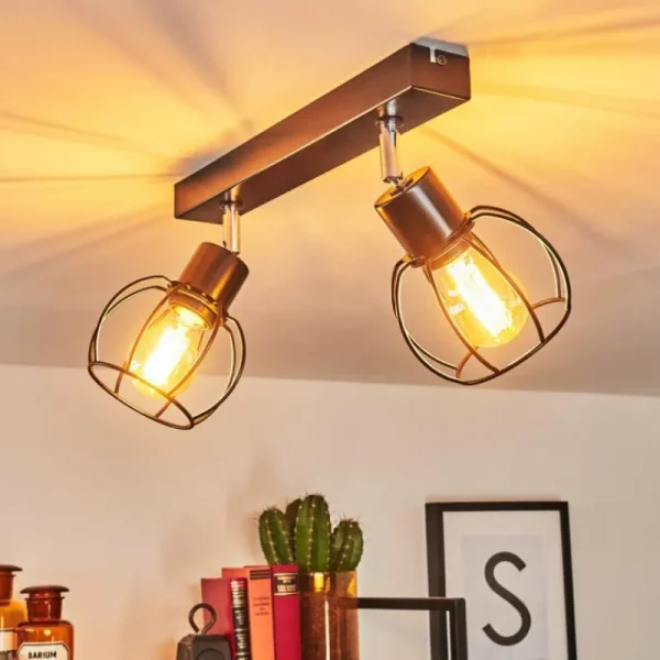 hofstein Plafonnier Orkanger Chrome, Noir, 2 lumières* Lampes Modernes