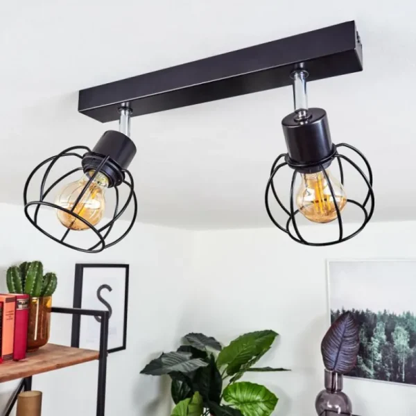 hofstein Plafonnier Orkanger Chrome, Noir, 2 lumières* Lampes Modernes