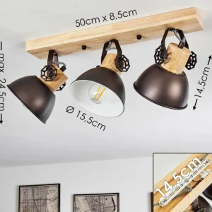hofstein Plafonnier Orny Anthracite, Bois clair, 3 lumières* Lampes Modernes