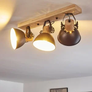 hofstein Plafonnier Orny Anthracite, Bois clair, 3 lumières* Lampes Modernes