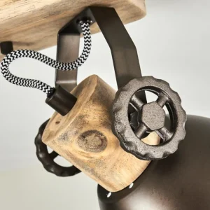 hofstein Plafonnier Orny Anthracite, Bois clair, 2 lumières* Lampes Modernes