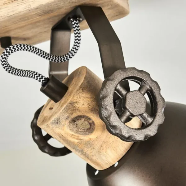 hofstein Plafonnier Orny Anthracite, Bois clair, 2 lumières* Lampes Modernes