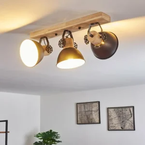 hofstein Plafonnier Orny Anthracite, Bois clair, 3 lumières* Lampes Modernes