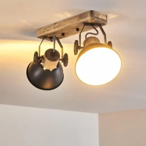 hofstein Plafonnier Orny Anthracite, Bois clair, 2 lumières* Lampes Modernes