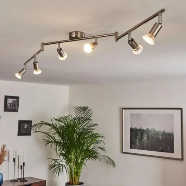 hofstein Plafonnier Oula LED Nickel mat, 6 lumières* Lampes Modernes