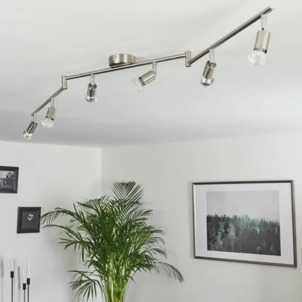 hofstein Plafonnier Oula LED Nickel mat, 6 lumières* Lampes Modernes