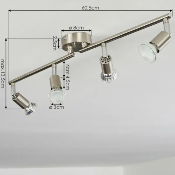 hofstein Plafonnier Oula LED Nickel mat, 4 lumières* Lampes Modernes