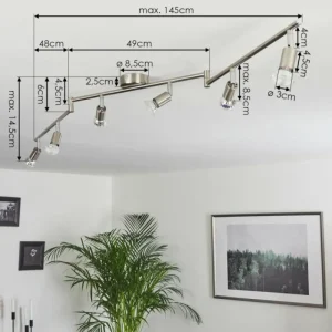 hofstein Plafonnier Oula LED Nickel mat, 6 lumières* Lampes Modernes