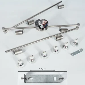 hofstein Plafonnier Oula LED Nickel mat, 6 lumières* Lampes Modernes