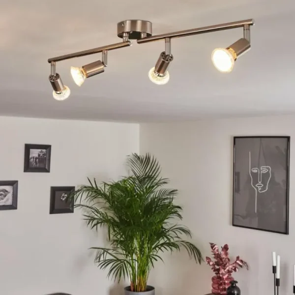 hofstein Plafonnier Oula LED Nickel mat, 4 lumières* Lampes Modernes