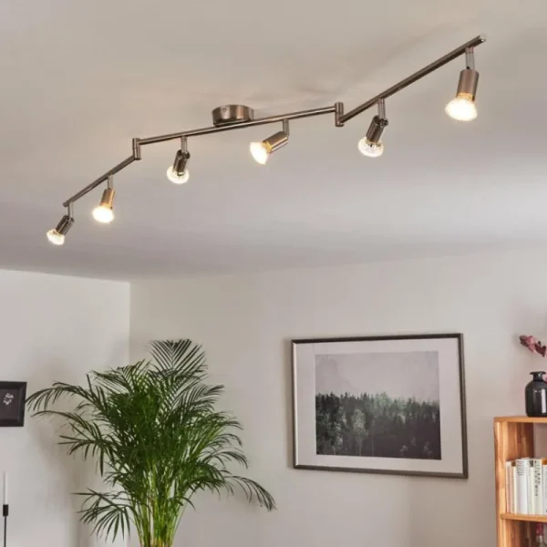 hofstein Plafonnier Oula LED Nickel mat, 6 lumières* Lampes Modernes