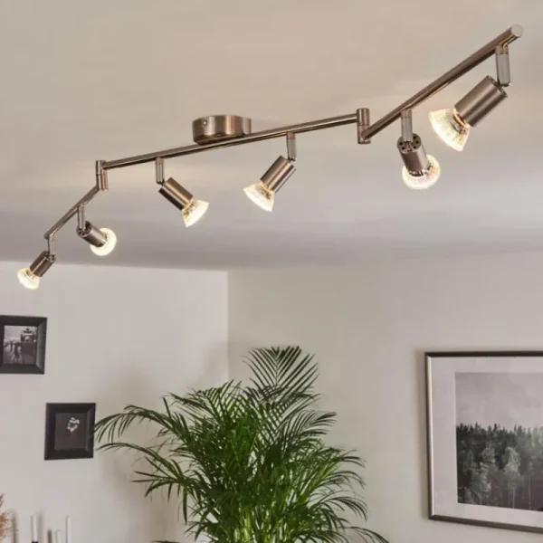 hofstein Plafonnier Oula LED Nickel mat, 6 lumières* Lampes Modernes