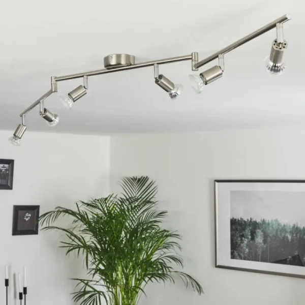 hofstein Plafonnier Oula LED Nickel mat, 6 lumières* Lampes Modernes