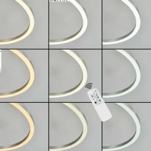 hofstein Plafonnier Ovasta LED Nickel mat, 1 lumière, Télécommandes* Lampes Modernes