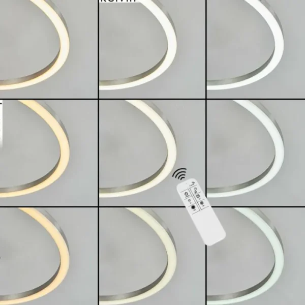 hofstein Plafonnier Ovasta LED Nickel mat, 1 lumière, Télécommandes* Lampes Modernes