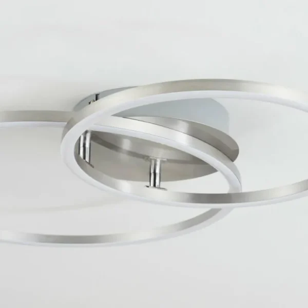 hofstein Plafonnier Ovasta LED Nickel mat, 1 lumière, Télécommandes* Lampes Modernes