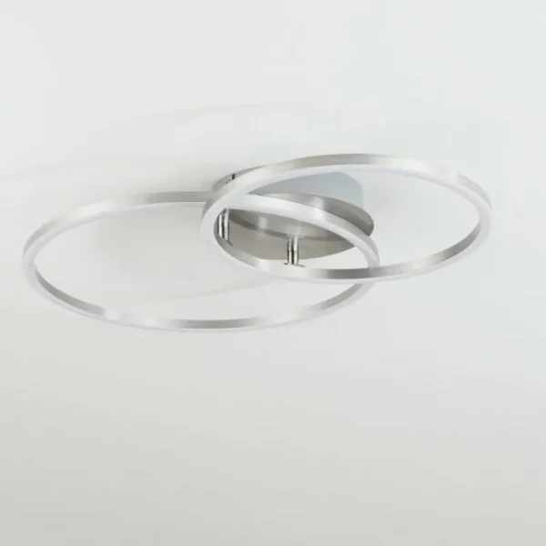 hofstein Plafonnier Ovasta LED Nickel mat, 1 lumière, Télécommandes* Lampes Modernes