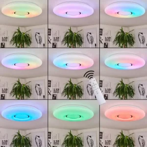 hofstein Plafonnier Page LED Blanc, 2 lumières, Télécommandes, Changeur de couleurs* Lampes Modernes