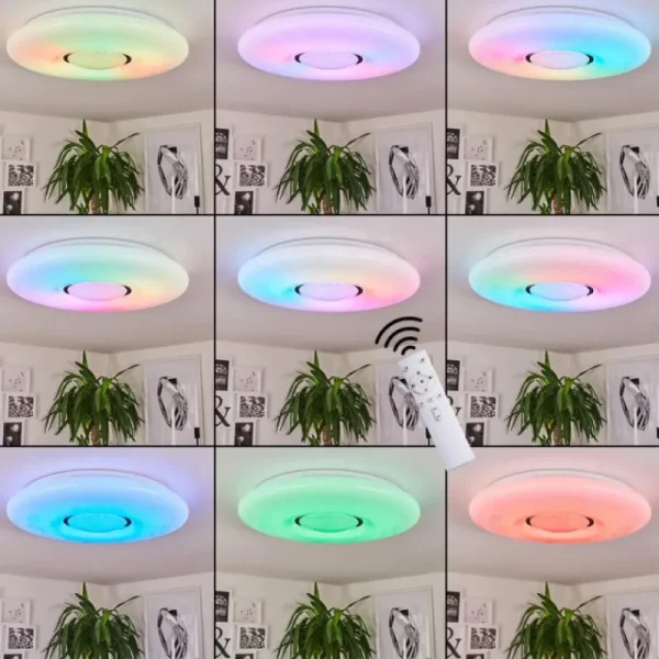 hofstein Plafonnier Page LED Blanc, 2 lumières, Télécommandes, Changeur de couleurs* Lampes Modernes