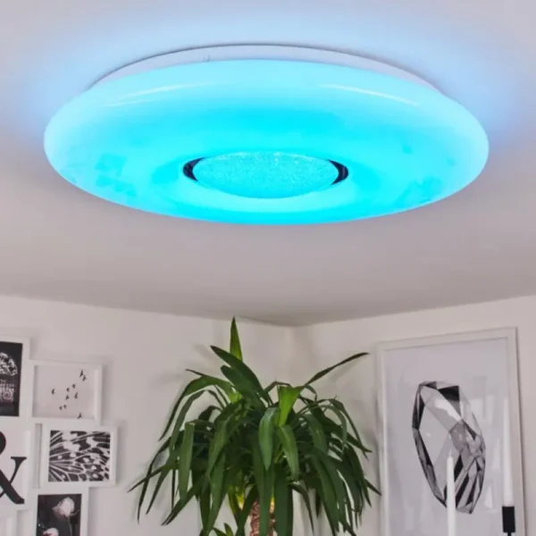 hofstein Plafonnier Page LED Blanc, 2 lumières, Télécommandes, Changeur de couleurs* Lampes Modernes