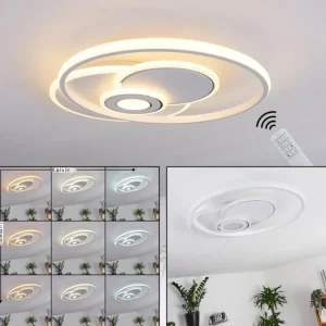 hofstein Plafonnier Panchita LED Blanc, 1 lumière, Télécommandes* Lampes Modernes