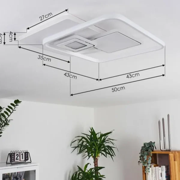 hofstein Plafonnier Panchita LED Blanc, 1 lumière, Télécommandes* Lampes Modernes