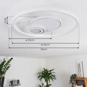 hofstein Plafonnier Panchita LED Blanc, 1 lumière, Télécommandes* Lampes Modernes