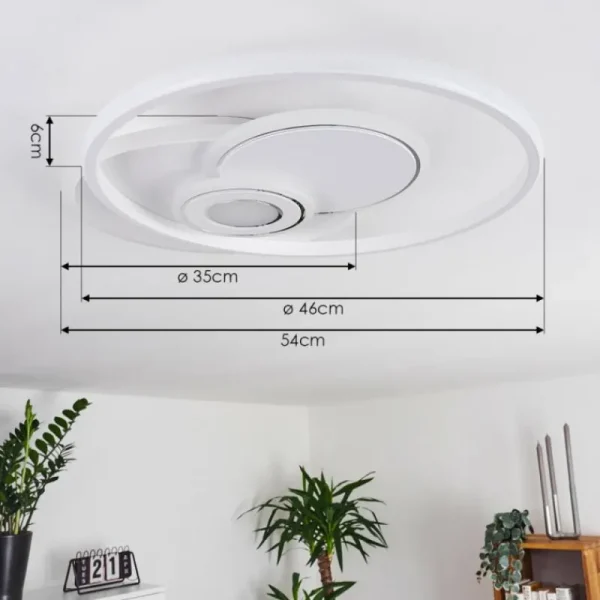 hofstein Plafonnier Panchita LED Blanc, 1 lumière, Télécommandes* Lampes Modernes