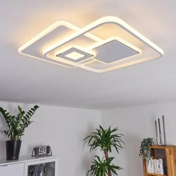 hofstein Plafonnier Panchita LED Blanc, 1 lumière, Télécommandes* Lampes Modernes