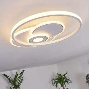 hofstein Plafonnier Panchita LED Blanc, 1 lumière, Télécommandes* Lampes Modernes