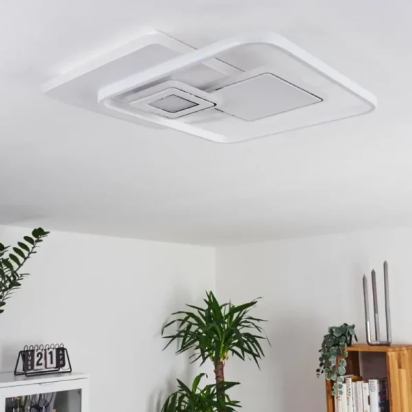 hofstein Plafonnier Panchita LED Blanc, 1 lumière, Télécommandes* Lampes Modernes