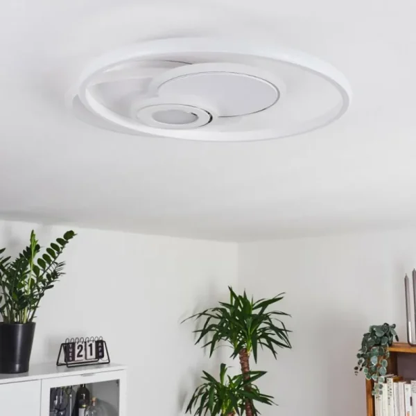 hofstein Plafonnier Panchita LED Blanc, 1 lumière, Télécommandes* Lampes Modernes