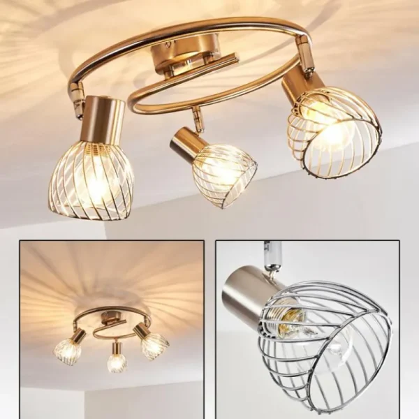 hofstein Plafonnier Parado Nickel mat, 3 lumières* Lampes Modernes