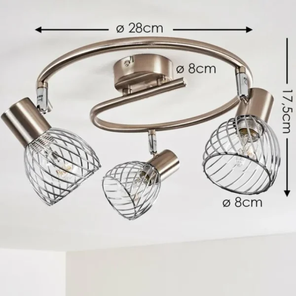 hofstein Plafonnier Parado Nickel mat, 3 lumières* Lampes Modernes