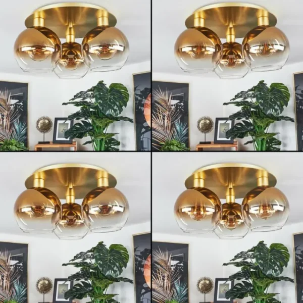 hofstein Plafonnier Pascal Laiton, 3 lumières* Lampes En Verre