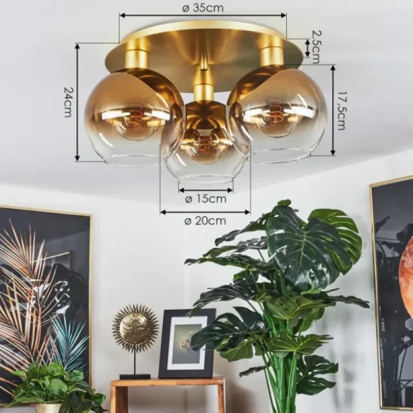 hofstein Plafonnier Pascal Laiton, 3 lumières* Lampes En Verre