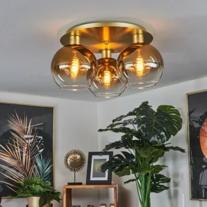 hofstein Plafonnier Pascal Laiton, 3 lumières* Lampes En Verre