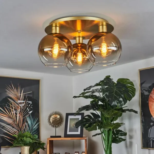 hofstein Plafonnier Pascal Laiton, 3 lumières* Lampes En Verre