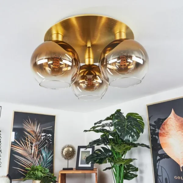 hofstein Plafonnier Pascal Laiton, 3 lumières* Lampes En Verre